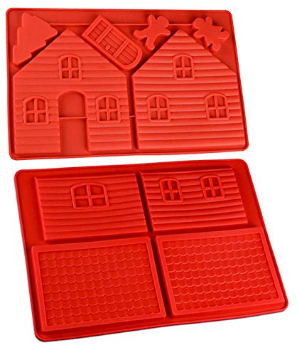 JHWSX Moule en Silicone pour Gâteau au Chocolat, Moule en Silicone de Maison en Pain D'épice de Noël 3D, Moule À Fondant de Maison de Noël Outils de Cuisson À Faire Soi-même
