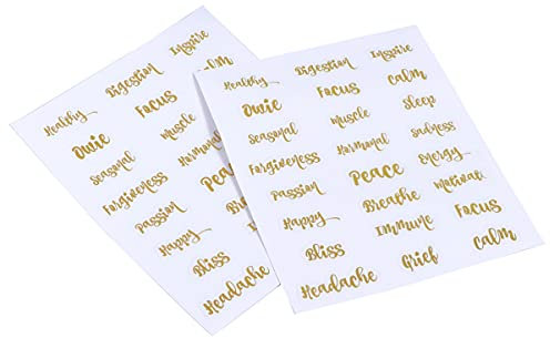 Uonlytech Aufkleber Mit Ätherischen Ölen 5 Blatt ?therisches ?l Wasserdichte ?therisches ?l Flasche Aufkleber Klebstoff Goldenen Brief Tag für Flaschen Flaschenetiketten