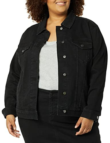 Amazon Essentials Damen Jeansjacke aus Stretch-Denim (erhältlich in Übergröße), Schwarze Waschung, XXL
