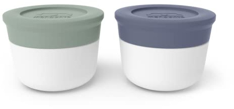 MONBENTO - Lunchbox Dressing/Soße Behälter MB Temple S Natural - Kleine Auslaufsichere Behälter - Mehrweg - Für Büro/Schule - Geeignet für Bento Box MB Original & MB Square - Grün & Blau