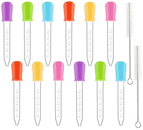 5ml Plastik Liquid Dropper Tropfer groß, 12 Stück Transparente Pipette aus Silikon Kunststoff-Pipetten, Riesen Tropfpipette für Süßigkeitenformen, Gummiförmchen und Bastelarbeiten Kunst Flüssig Plant