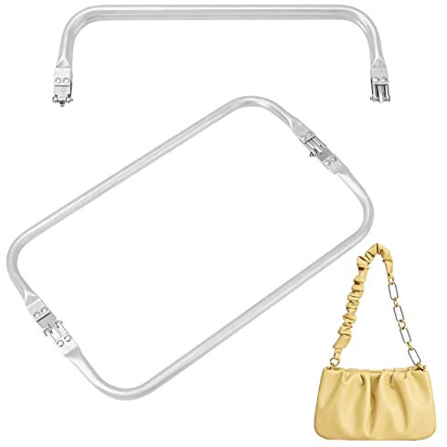 CHGCRAFT 2 Pcs 30 cm Cadre Tubulaire Interne en Aluminium Tubulaire Charnière Interne Bag Frame Rectangle Embrayage Cadre pour DIY Sac à Main Bag, Argenterie, 9.5x30x2 cm