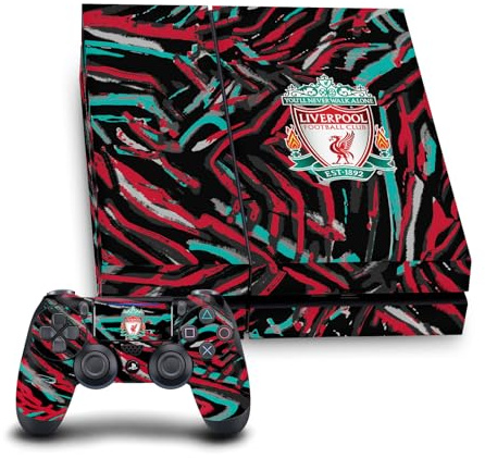 Head Case Designs Officially Licensed Liverpool Football Club Abstract Brush Art Vinyl Sticker Gaming Skin Decal Cover Compatible With Sony PlayStation 4 PS4 Console and DualShock 4 Controller Bundle