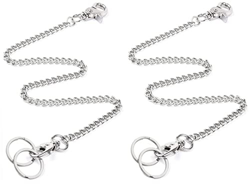 JSUOEO Key Chain, 2PCS Long Heavy Duty Key Ring 24In Metal Pants Chains Pocket Keychain Wallet Chain Jeans Chain with Lobster Clasp Keyfob for Men and Women (Sliver)