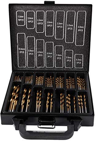 Samnuerly Juego de Brocas 99 Uds Brocas en Caja de Almacenamiento de Metal Herramienta Profesional 1,5mm-10mm HSS Juego de Brocas de Titanio para el hogar DIY y construcción General