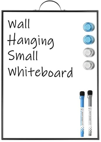 Sliandtelly Kleine Whiteboard 40x30cm, Mini A3 Magnetisches White Board mit Handle Wand Hängendes, Alurahmen Tragbar Schwarz Magnettafel Weiß Tafel für Büro, Zuhause, Küche, Wohnheim, Schule