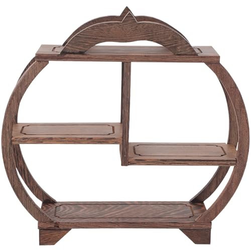 HOMSFOU Pflanzenständer Holz 3-Stufiger Pflanzgefäßhalter Vintage-Tischplatte Blumentopf Ausstellungsbasis Mini-Sukkulenten-Fensterbank Für Heimbüro Wohnzimmer Schlafzimmer