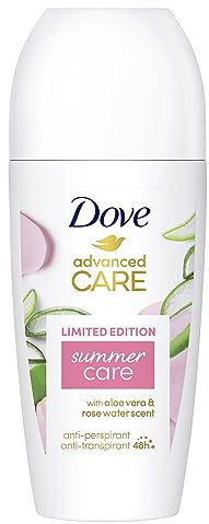 Dove Advanced Care Anti-Transpirant Deo Roll-On Summer Care Limited Edition Duft nach Aloe Vera und Rosenwasser mit Skin Hydration Technology 50 ml 1 Stück
