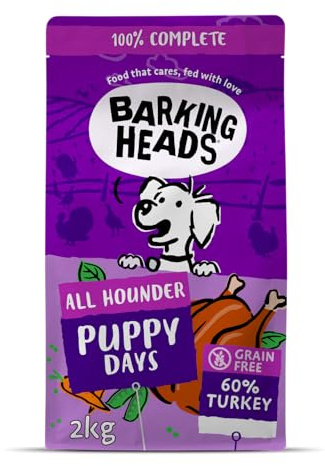 Barking Heads Complete Dry Dog Food 2kg - Puppy All Hounder Puppy Days Turkey - Natural Grain Free Hypoallergenic for Sensitive Digestion & Development - Vet Approved