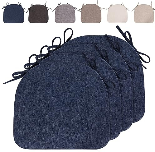 4pcs Stuhlkissen mit Bändern (43 * 41cm) Sitzkissen Stuhl rutschfest Sitzauflage Sitzpolster halbrund für Stühle in Haus und Garten Büro