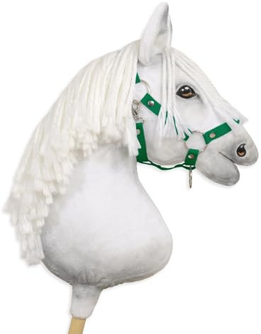 Verstellbares Halfter für Hobby Horse A3. Set ohne Pferd. Grun.