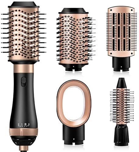 UKLISS Multistyler 4 in 1, Hair Dryer Brush Set mit 1000W Rundbürstenföhn, Lockenbürste Warmluft, Glättbürste,Haartrockner, Warmluftbürste Airstyler für Kurze Lange Haare, Geschenke Set für Frauen