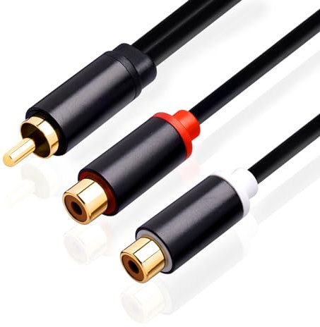 talNite Câble Audio RCA,Avec 2 Femelles à une Extrémité et 1 Câble RCA mâle,Câble Adaptateur Audio Cinch Y 0,2m Pour Subwoofer,Haute Qualité Sonore,Adatto per Apparecchiature Hi-Fi,TV