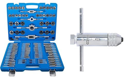 BGS 1900 | Jeu de tarauds | M2-M18 | 110 pièces & KS Tools 331.0665 Porte taraud réversible à cliquet M5-12