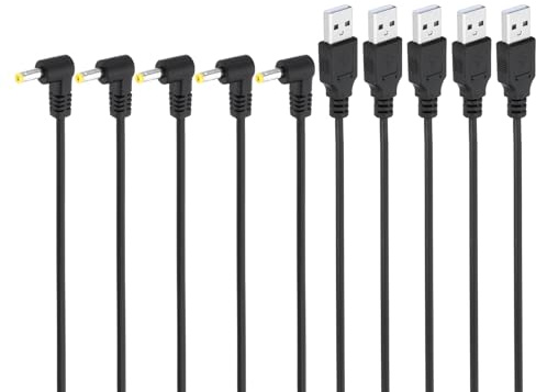 PATIKIL Cavo Alimentazione 3ft Usb 2.0 Tipo A Maschio a Dc 4,0x1,7 mm Angolo 90 Gradi, Jack Barilotto, 5pz, Connettore Adattatore Cavo Cavo Ricarica per Ventole Altoparlante, Lampada, Nero