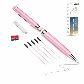 VOLTEK Stylo enregistreur Audio Micro Espion (Rose) - 64Go – USB 3.0 Type C - Capturez avec Le dictaphones Vocal. Micro enregistreur Mini pour Réunions Conférences Journaliste - E-Book Gratuit