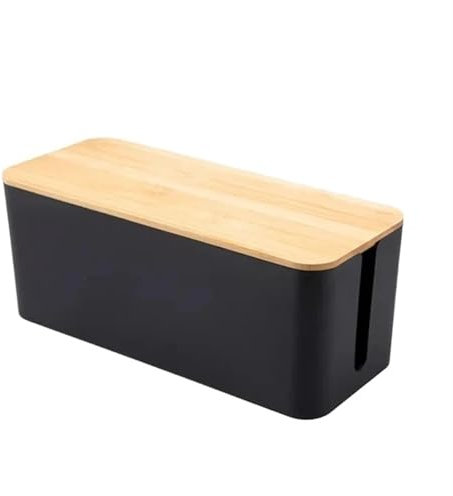 WJIAYAO Cache Cable Boîte de Rangement de câbles Boîtes de câbles de Tableau d'alimentation Boîte de jonction de câble de données de Prise Boîte de Rangement en Plastique(Black,Small)