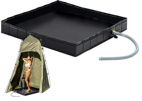 Wintogo Portable Shower Pan, 41 x 41 x 5 Foldable Shower Base & Basin Floor with Detachable Drain Pipe, Ideal for RV, Outdoor,Indoor Shower Stall Enclosures