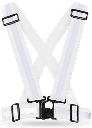 AVANA Reflektorweste Reflektierende Sicherheitsweste Einstellbar Warnweste Leicht Hohe Sichtbarkeit Joggen Fahrrad Laufen Motorrad für Erwachsene & Jugendliche (Weiß)