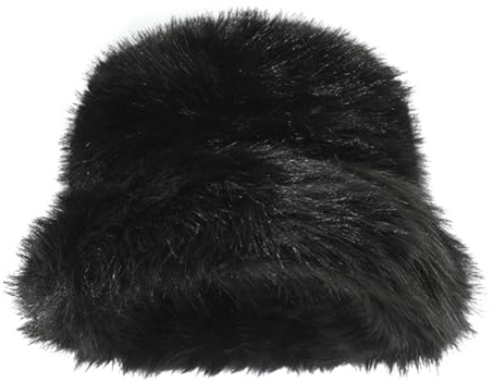 ISAKEN Dampälsmössa pälsmössa vintermössa fuskpäls räv bucket hatt fiskarhatt falsk räv basker varm mössa kosakhatt pälsmössa rysk för resor, skidåkning, vandring, svart, M