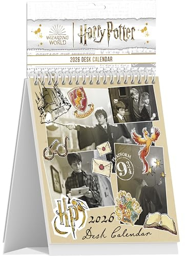 Pyramid International - HARRY POTTER 2026 – Tischaufstellkalender 16×17 cm mit 12 Motiven von Harry, Hermine & Ron aus Hogwarts, Wochenkalender für Fans der Wizarding World