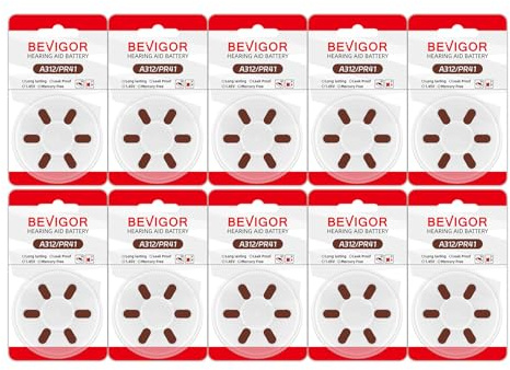 BEVIGOR Hearing Aid Batteries Size 312 (A312-60 Pack)