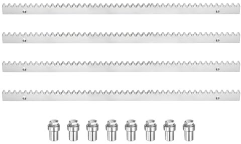 sourcing map Cremagliera in acciaio, 4 pezzi per un totale di 1 m, resistente, rinforzato con hardware di montaggio, ingranaggi dritti per operatori per porte scorrevoli, apri cancelli scorrevoli
