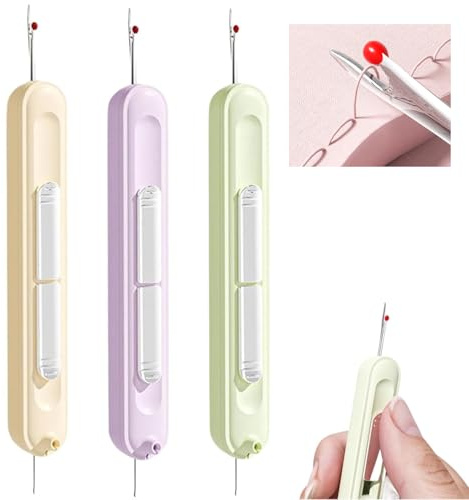 2 in 1 Nadeleinfädler und Nahttrenner 3 Stück Skalierbar Needle Threader, Automatischer Nadeleinfädler Abnehmbar Nadel Einziehbaresabnehmbares Nadeleinfädelwerkzeug für Handnähen Stricken Basteln