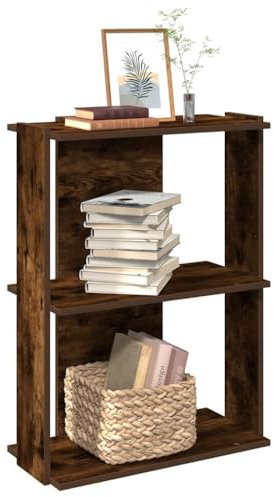 Xichuzi Bücherregal 3 Böden Räuchereiche 60x30x80 cm Holzwerkstoff, Bookshelf, Regalbrett, Book Shelf, Bücher Regal, Deko Regal Wohnzimmer, Standregal - 860260