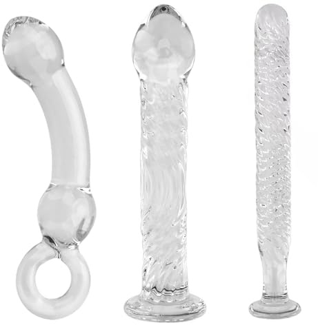 FUJIEYU 3 Estilos De Vagina De Cristal Dildo Trompetas Bolas Anales De Cristal Plug Anal De Cristal En Espiral Masturbador Masajeador De Próstata Juguetes Sexuales Para Parejas,Clear/c