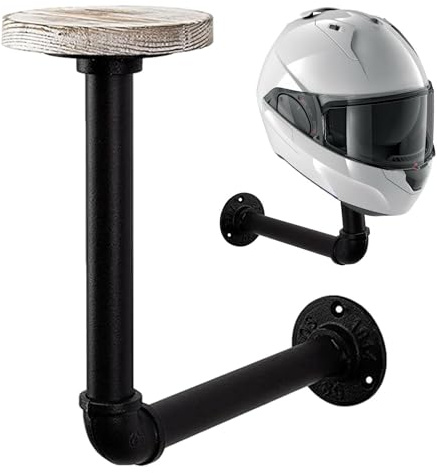 Renopfect Motorradhelm Halterung Wand, Helmhalter Wand, 26cmx14cmx6cm Motorradhelmhalter, Fahrradhelmständer Helmständer All-in-1 Helm Wandhalterung Aus Holz Und Edelstahl Für Mäntel, Hüte, Helme