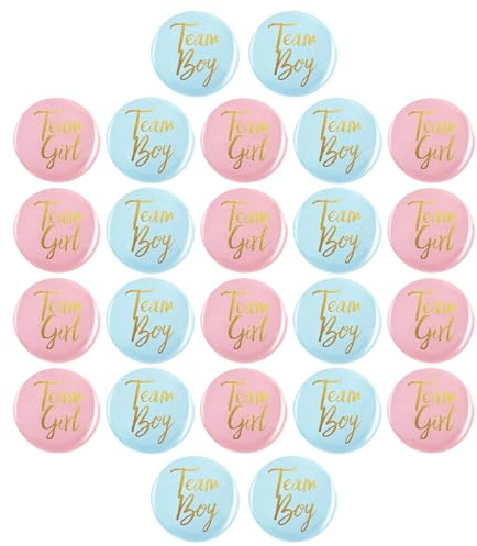 CXNXFD Lot de 24 boutons révélés de sexe, pour fête prénatale, accessoires de décoration de fête prénatale, rose et bleu, 4.5 Centimeters, Plastique Métal
