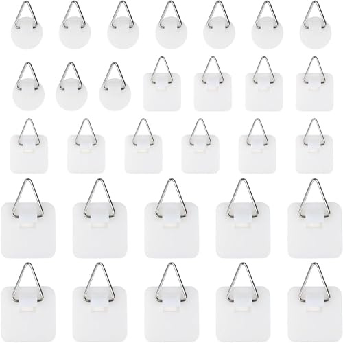 30 Stück Bildaufhänger Bilderhaken Selbstklebend zum Kleben, Klebenägel Wand, Klebenagel für Bilderrahmen,Aufhänger für Rahmen, Whiteboards & Deko