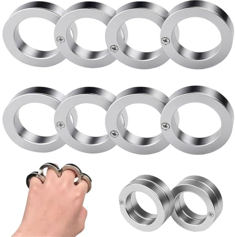 KOMEIYL 2pcs Folding Finger Ring, Edelstahl Zappelspielzeuge Ringe, 4 Finger Fidget Toys, Gilt für Fördert Durchblutung, lindert Ermüdung Hände Rägt Indirekt Emotionalen Entspannung