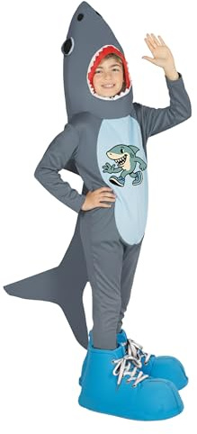 FIESTAS GUIRCA | Disfraz de Tiburón Infantil (5-6 Años) - Capucha, Traje y Zapatos - Disfraces de Animales Marinos para Carnaval, Halloween y Fiestas de Disfraces - Ideal para Niños