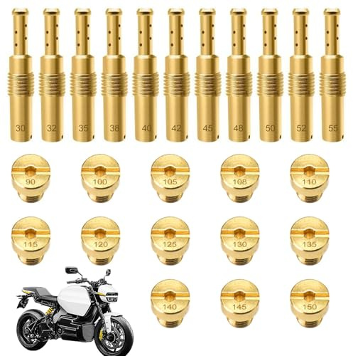 MIPIACE 24 Pezzi M5 M6 Kit Getto Principale Carburatore Generale 30/32/35/38/40/42/45/48/50/52/55/90/100/105/108/110/115/120/125/130/135/140/145/150 Ugelli per Carburatore Getti Principali per Moto
