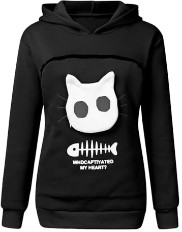 Unisex Haustier Tragetasche Hoodie Katze Hund Tasche Sweatshirt Top Kapuzenpullover mit Hundetasche Katzen Langarm Pullover Katzenpullover Beutel mit Katzentasche Niedlicher Pulli mit Haustier Tasche