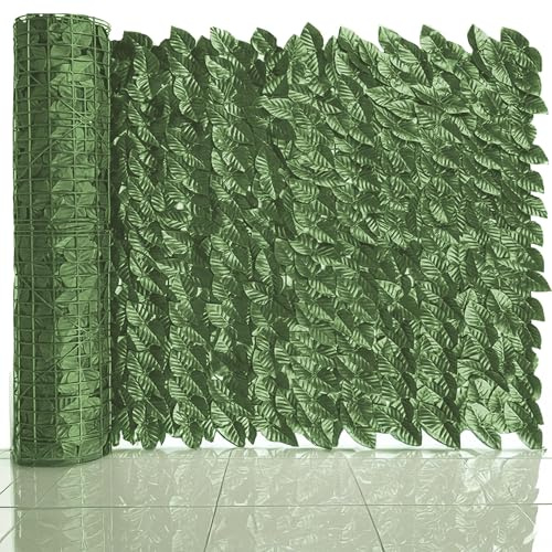 Home Tresor - Siepe Finta per Recinzione, Edera Artificiale Ornamentale da Esterno per Balconi, Rotolo Frangivista Ombreggiante Giardino Ringhiera, 1x5 mt