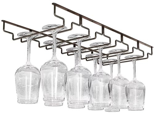 5 Reihige Weinglashalter Unter Dem Schrank, Metall Gläserhalter zum Aufhängen, Weinglashalter zur Aufbewahrung in Küche Bar(57x28cm)