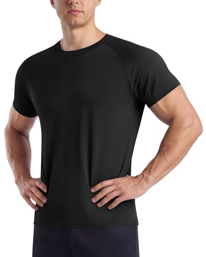 BOOJO Gym T Shirts Men UK for Running Short Sleeve Sports Tops Quick Dry | Moisture Wicking Workout Tshirts, Breathable Fit Mens Crew Neck Tee Shirt for Athletic Training and Football