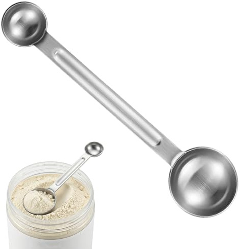 Haoyic Tablespoon Measuring Spoon, Long Handle Metal Scoop, 1 TSP (5ml) and 1 Tbsp (15ml) Double Ended for Dry and Liquid Ingredients in Baking