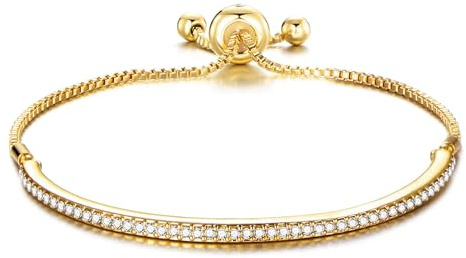 Philip Jones guldpläterat vänskapsarmband skapat med Zircondia® Crystals, 1mm, Mässing, Zircondia® kristall