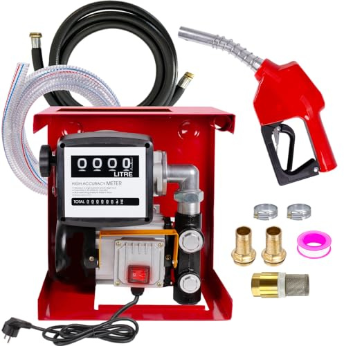 Profi-Pumpe® Kit Bomba de Gasoil 230V Diesel EXELENZ-2 | Caudal 60L/min (3600 l/h) | Motor 550W Potente y Autocebante | Set Completo con Pistola Automática, Contador Digital y Mangueras