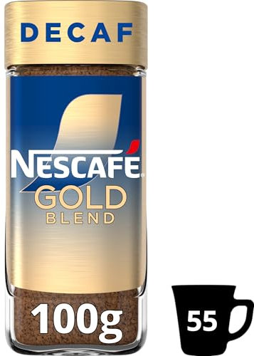 NESCAFÉ Gold Blend Decaf Premium Instant Coffee, Rich Aroma and Smooth Taste Gold Blend Decaf Coffee, 100g (Pack of 6)