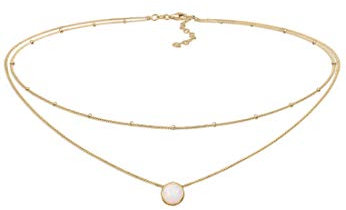 Elli Halskette Damen Choker Kugel Layer Trend mit Synthetischem Opal in 925 Sterling Silber Vergoldet