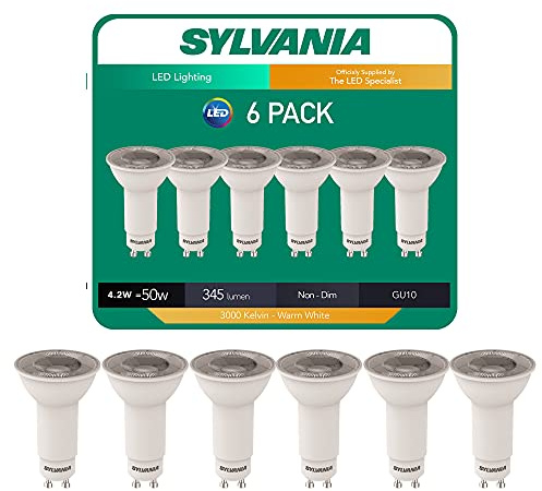 SYLVANIA 6 X 0026585 Long Neck LED Light Bulb Gu10 36° 3000k Warm White - 4.2 Watt