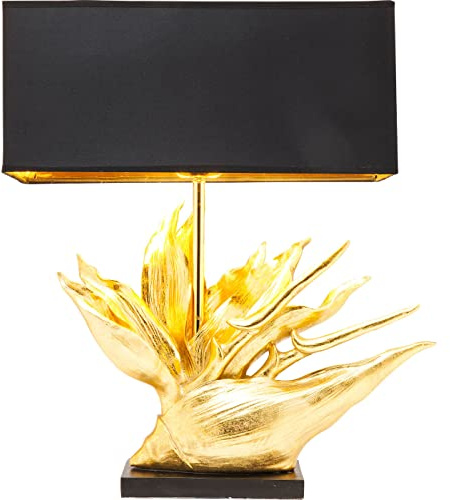 Kare Design Tischlampe Tropical Flower Schwarz/Gold, Desk Lamp, Tischleuchte, Dekoleuchte, Office Lampe, Nachttischlampe, Schreibtischlampe, kein Leuchtmittel inklusive, 65x51x22 cm (H/B/T) | Leuchtmittel nicht inklusive, 150 cm Kabel, Tischlampe, Nachttischlampe, Leuchte, elegant, Stahl, Wohnzimmer, Schlafzimmer