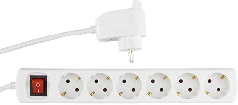 REV Steckdosenleiste PowerSplit - Mehrfachsteckdose 6-Fach (5+1), mit Schalter zum Stromsparen, 3500W, 5m, weiß