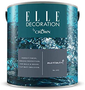 Crown ELLE DECORATION Movement No. 242, 2,5 L, extra-matte Premium Wandfarbe für Innen, für Wände und Holz, hohe Deckkraft, Innenfarbe,behagliches tiefes Dunkelblau