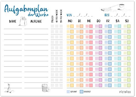 Planning familial avec tâches,Planning de tâches pour enfants,Planning de tâches pour le ménage,Planificateur hebdomadaire A4,Liste de contrôle pour la répartition des tâches de la WG (PB magnétique)